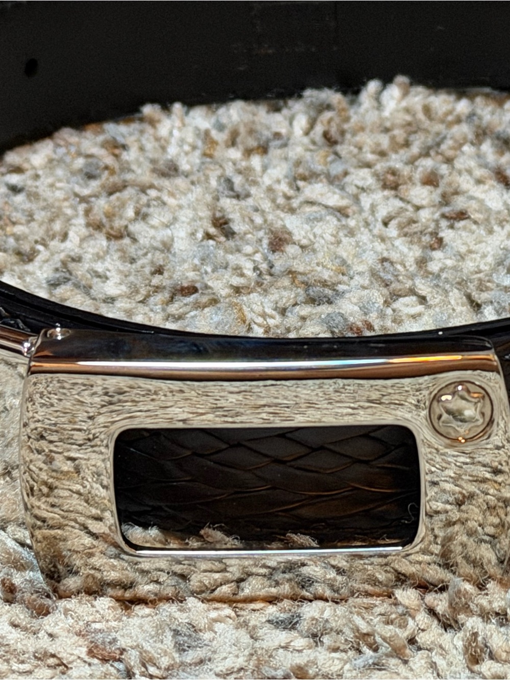 Montblanc Meisterstuck Rectangular Palladium Box Buckle Woven Strap